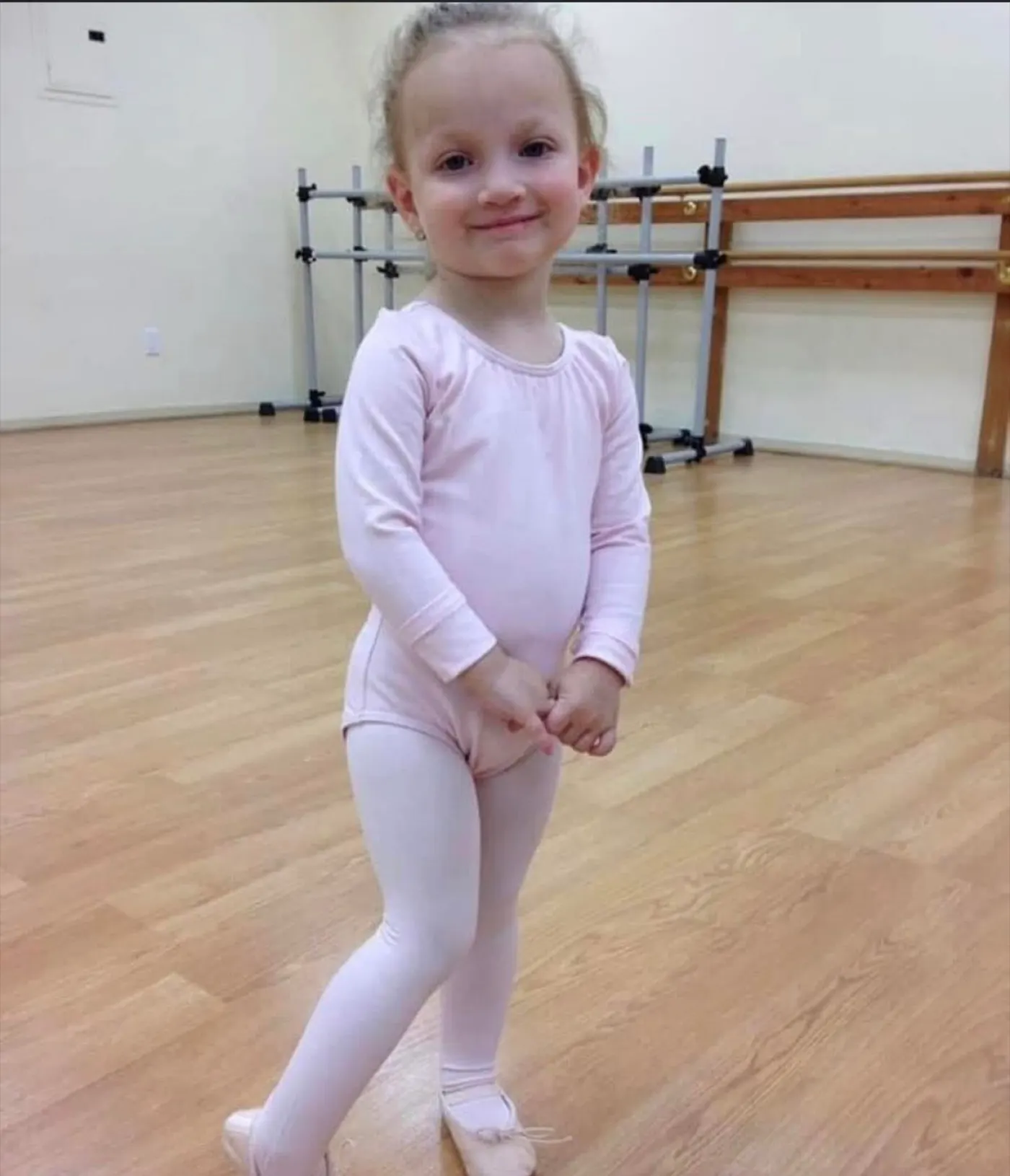 Young pre-ballet students rehearsing at Farber Ballet school in Brighton Beach, Brooklyn