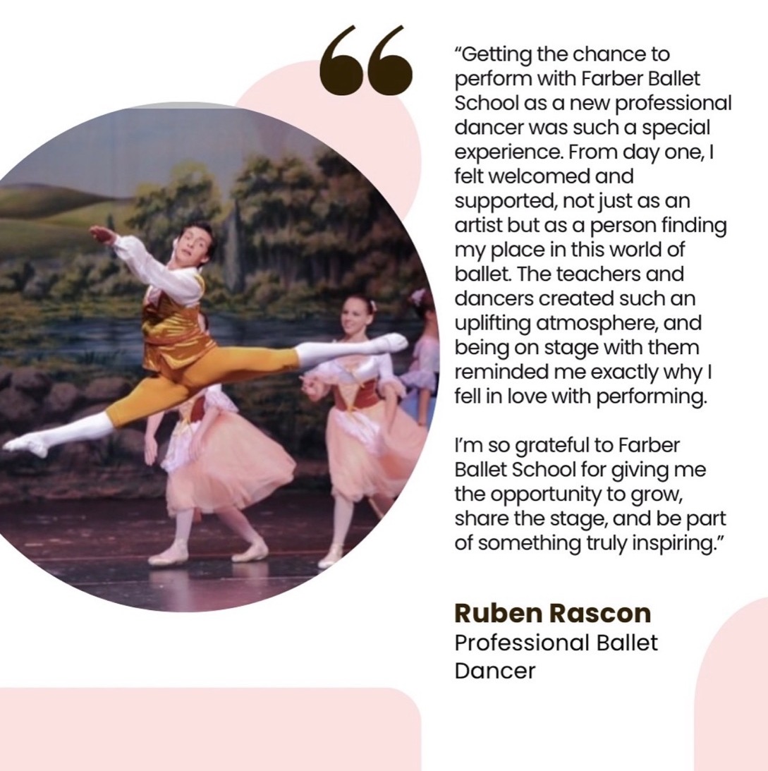 Testimonial from Ruben Rascon, professional ballet dancer, on performing with Farber Ballet School